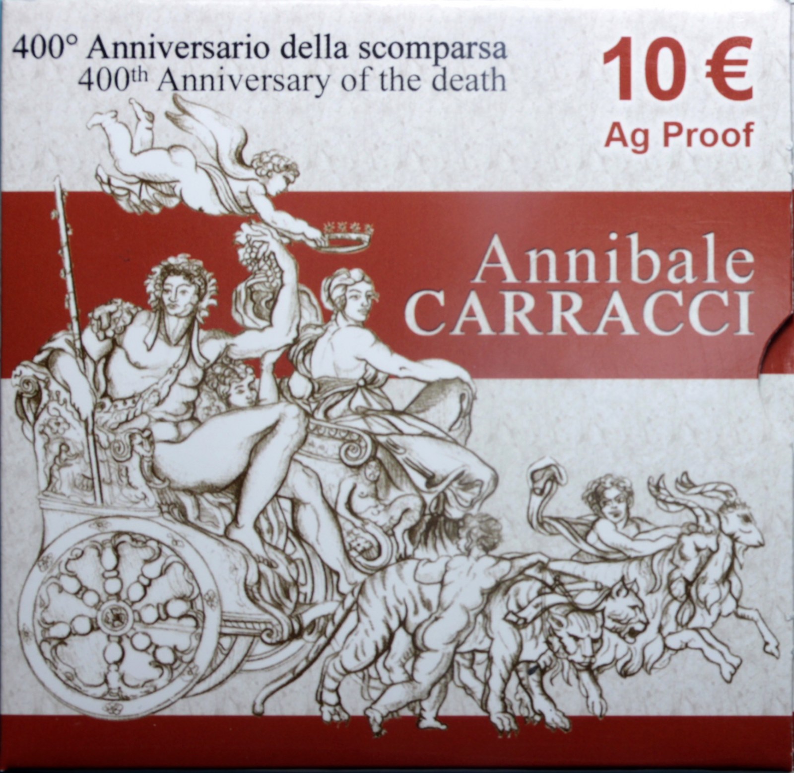 ITALIA 10 EURO COMMEMORATIVO 2009 ANNIBALE CARRACCI PROOF SCATOLA E GARANZIA