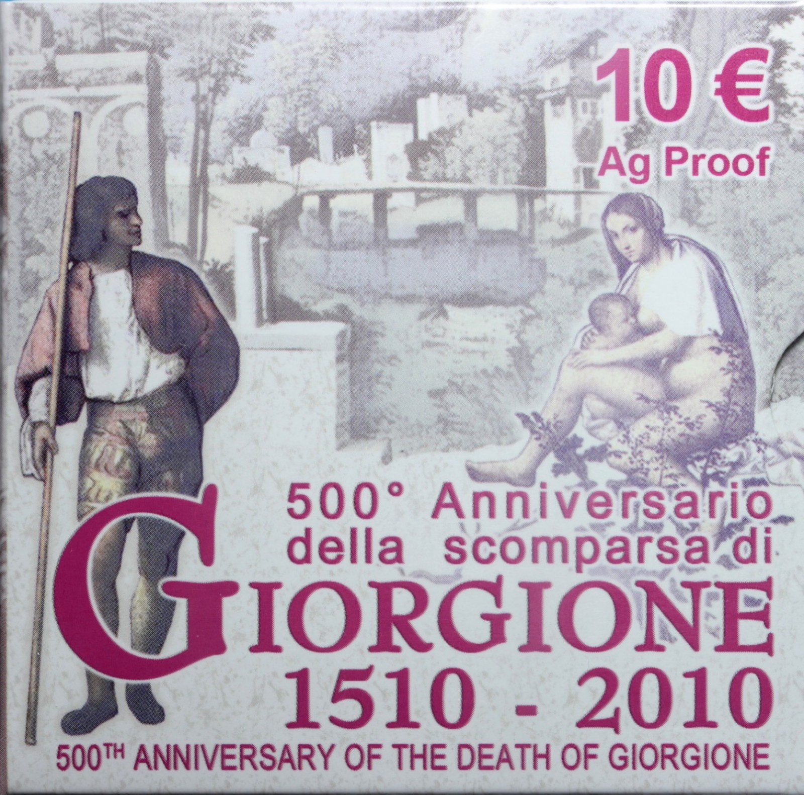 ITALIA 10 EURO COMMEMORATIVO 2010 GIORGIONE PROOF SCATOLA E GARANZIA