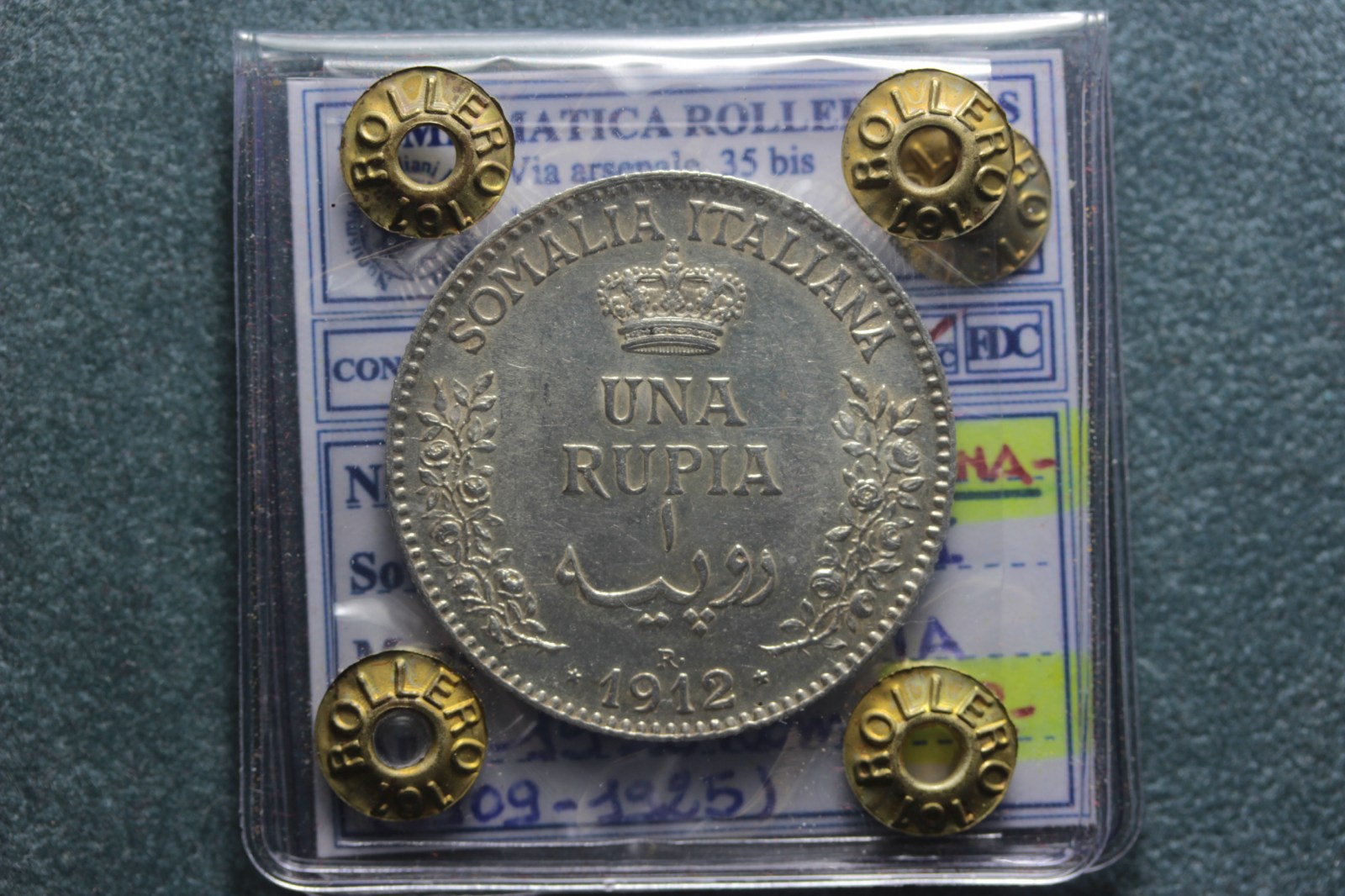 SOMALIA VITTORIO EMANUELE III RUPIA 1912 SPL/FDC