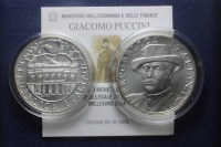 ITALIA DITTICO 5+10 EURO 2004 GIACOMO PUCCINI FDC