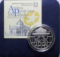 ITALIA 10 EURO ANDREA PALLADIO 2008 PROOF