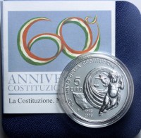 ITALIA 5 EURO COSTITUZIONE ITALIANA 2008 FDC