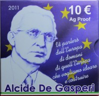 ITALIA 10 EURO 2011 ALCIDE DE GASPERI PROOF