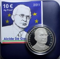 ITALIA 10 EURO 2011 ALCIDE DE GASPERI PROOF