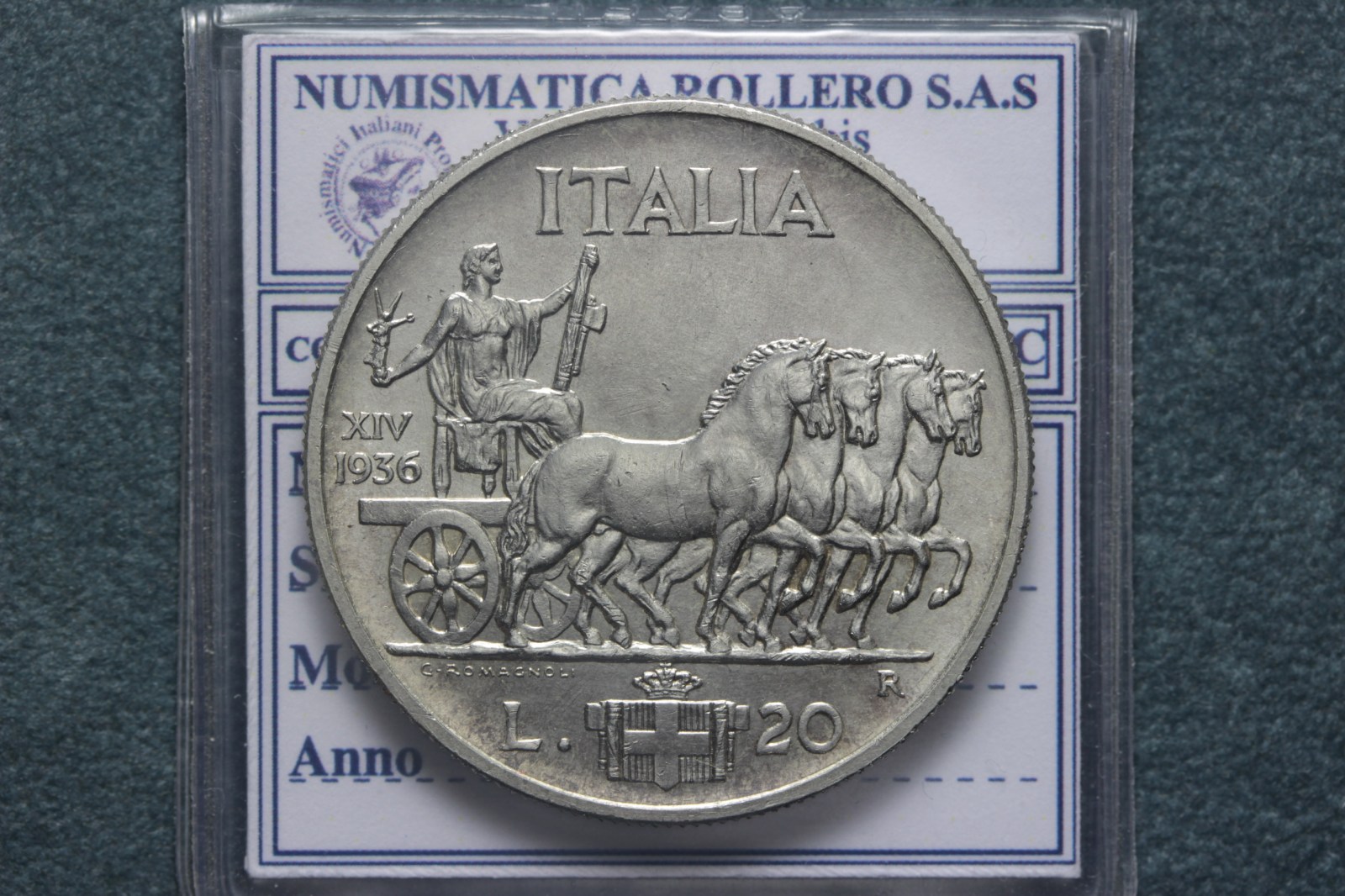 VITTORIO EMANUELE III 20 LIRE IMPERO 1936 ROMA Q.FDC