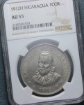 NICARAGUA 1 CORDOBA 1912 NGC AU55 SPL