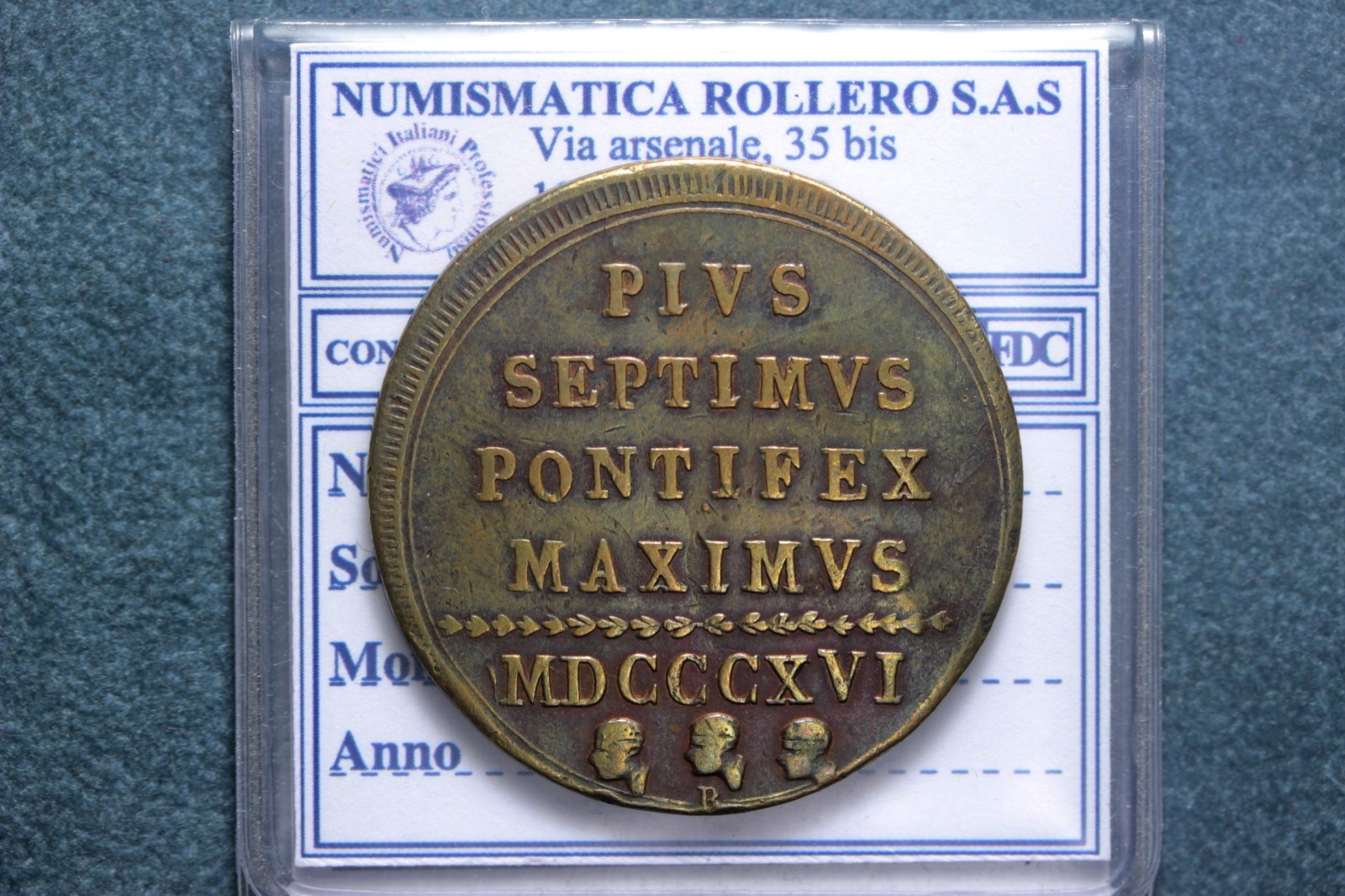 STATO PONTIFICIO PIO VII BAIOCCO 1816 ROMA ANNO XVI BB