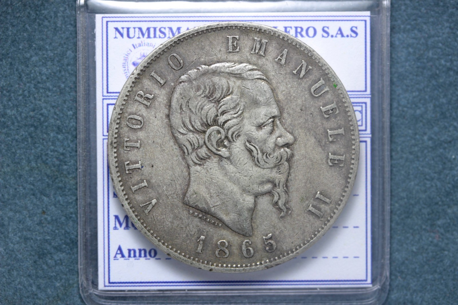 VITTORIO EMANUELE II 5 LIRE 1865 TORINO BB