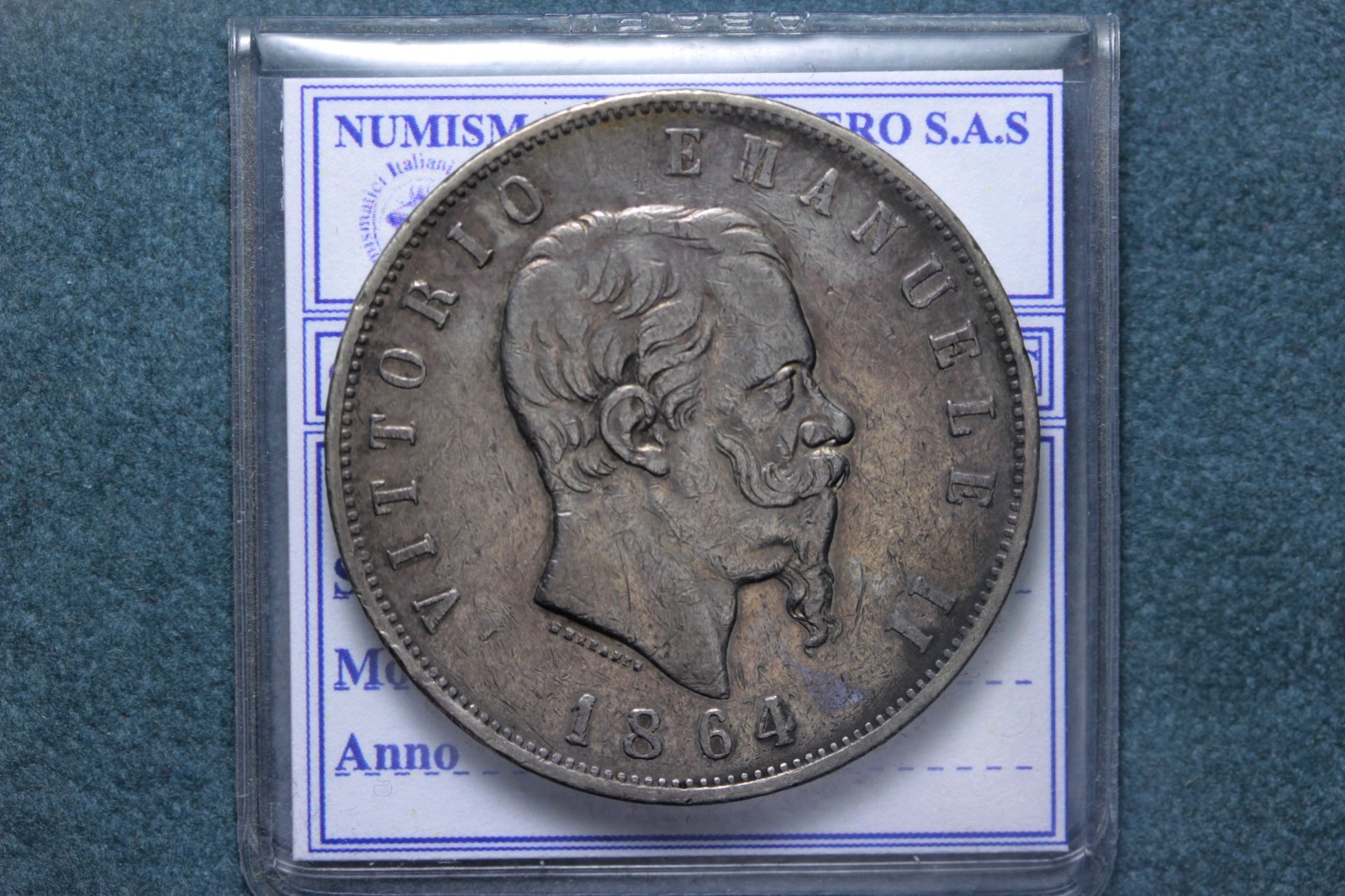 SAVOIA VITTORIO EMANUELE II 5 LIRE 1864 NAPOLI BB RARA