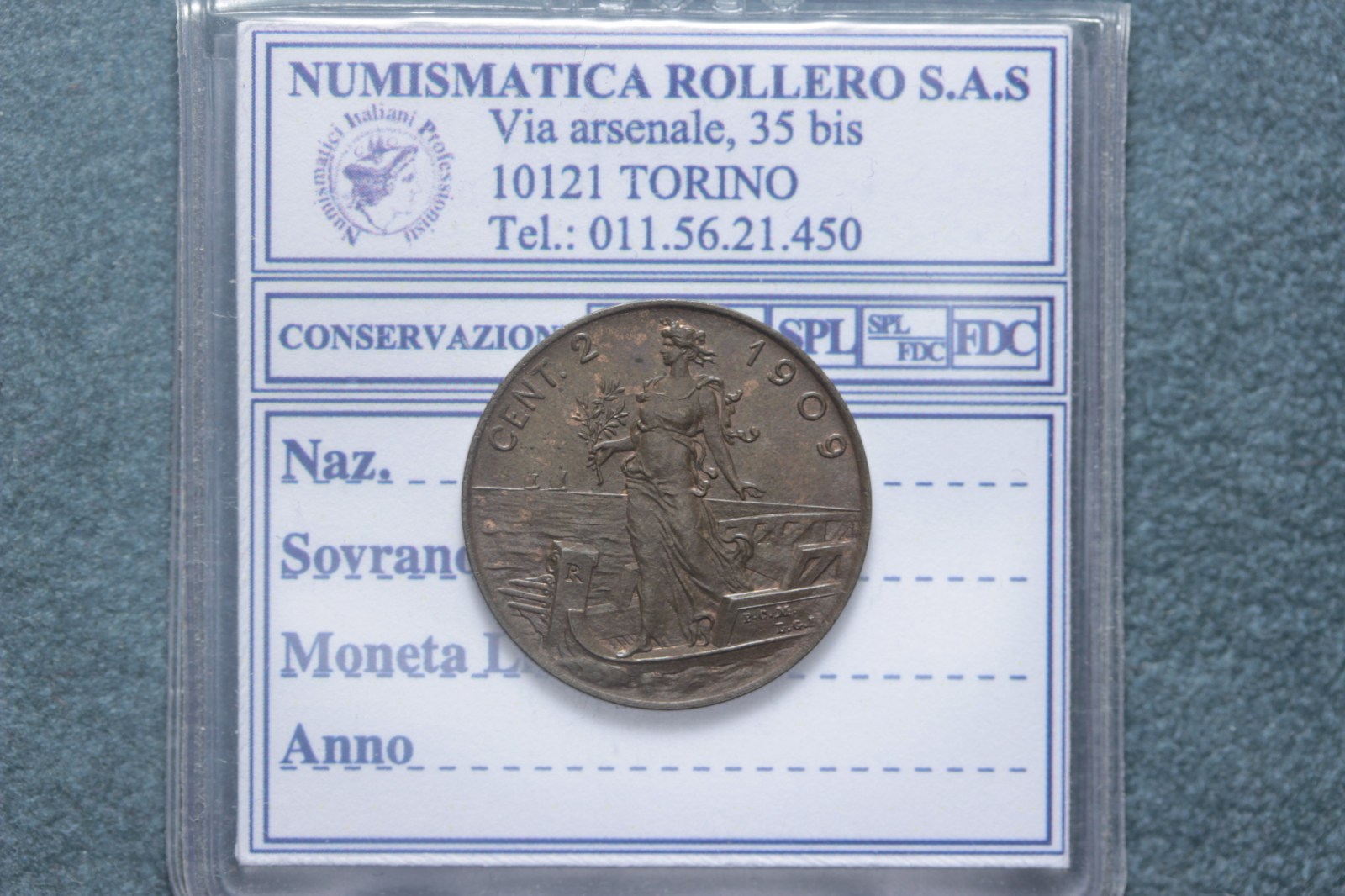 VITTORIO EMANUELE III 2 CENTESIMI 1909 ITALIA SU PRORA FDC