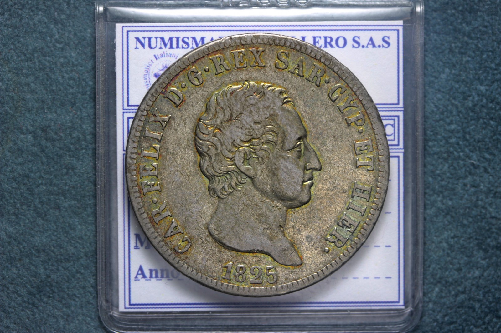 SAVOIA CARLO FELICE 5 LIRE 1825 GENOVA Q.BB R3 RARISSIMA