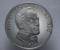 PANAMA 20 BALBOAS 1972 PROOF SIMON BOLIVAR