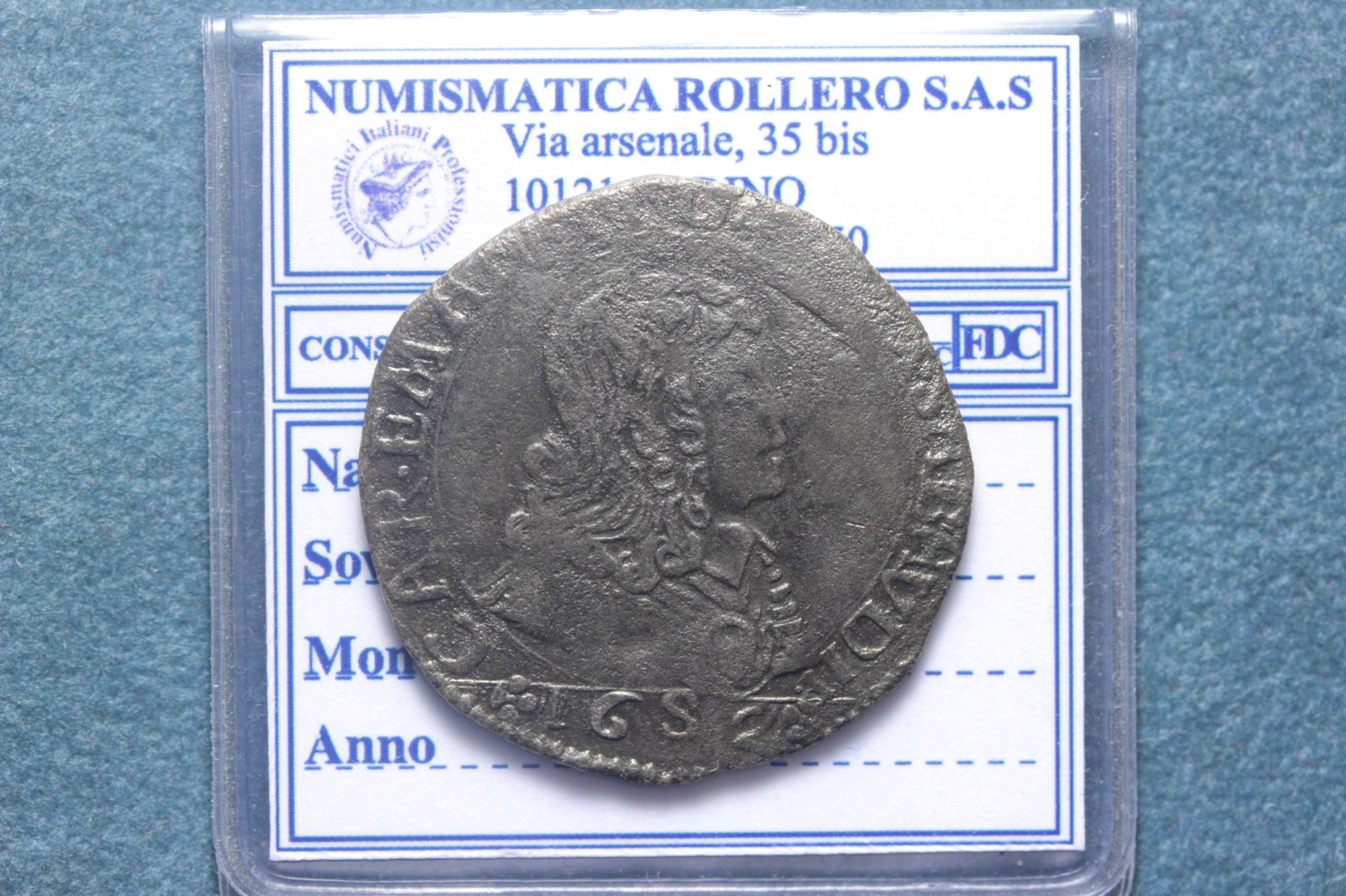 CARLO EMANUELE II DUCA MEZZA LIRA I° TIPO 1652 TORINO BB+