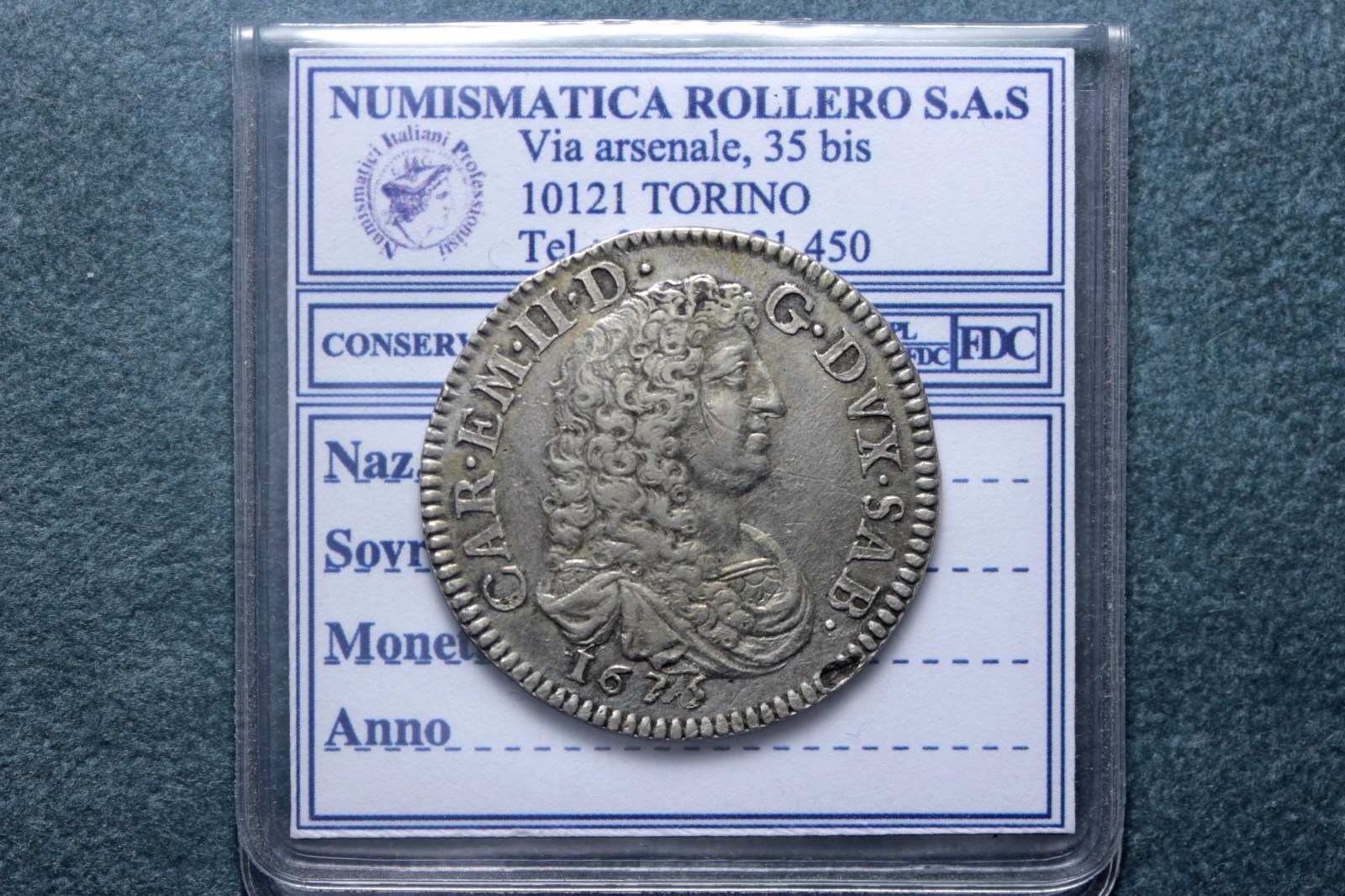 CARLO EMANUELE II DUCA LIRA NUOVA 1675 TORINO SPL 