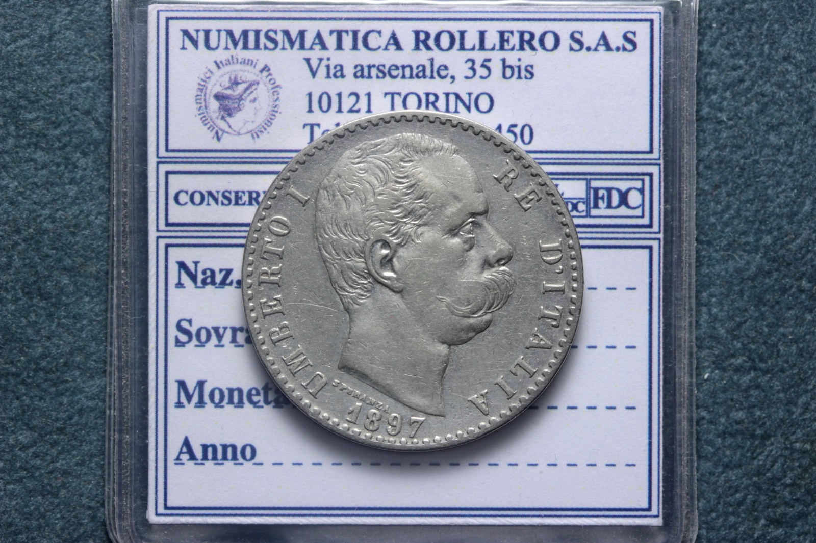 UMBERTO I 2 LIRE 1897 ROMA BEL BB