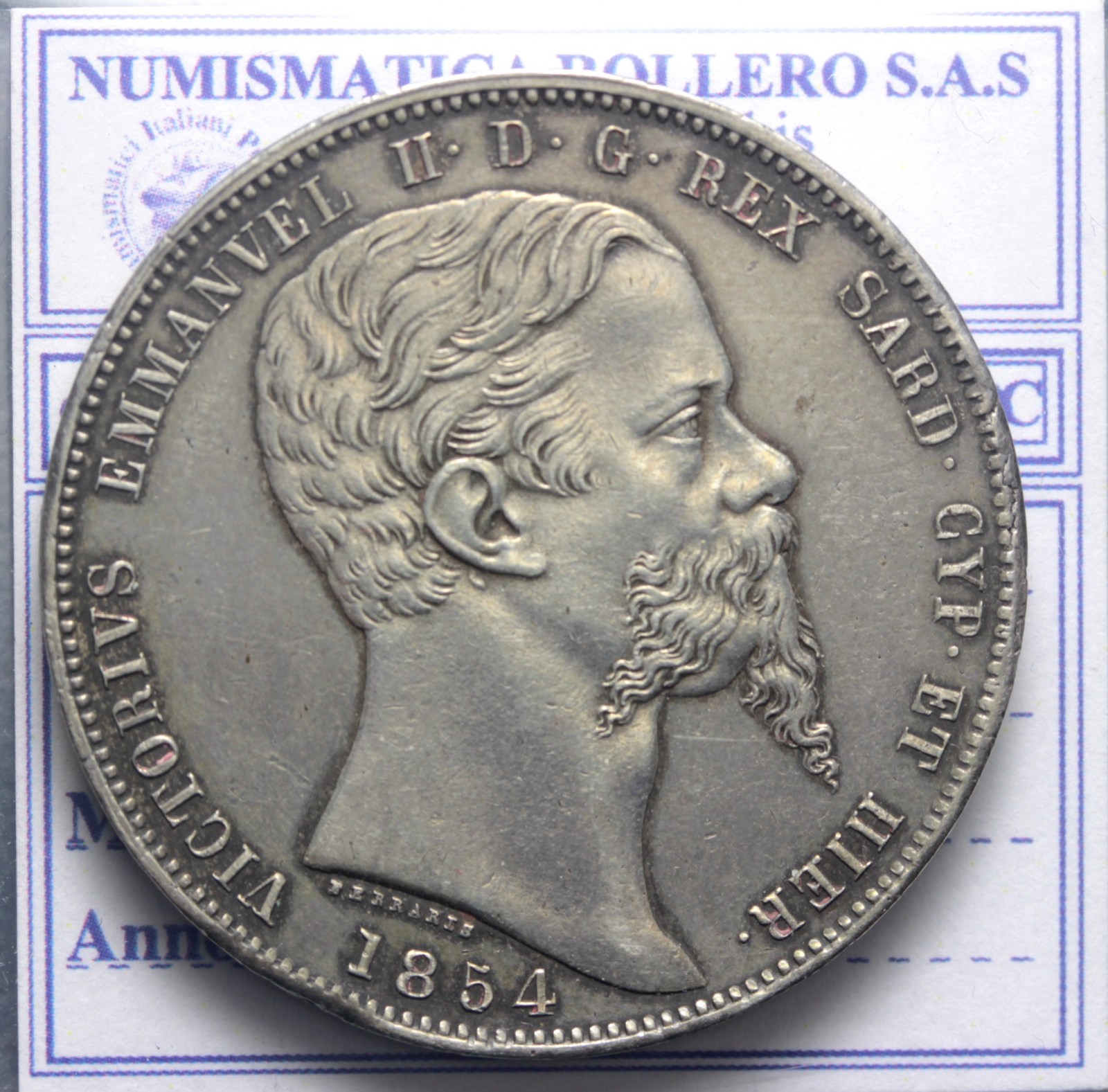VITTORIO EMANUELE II 5 LIRE 1854 TORINO SPL RARA