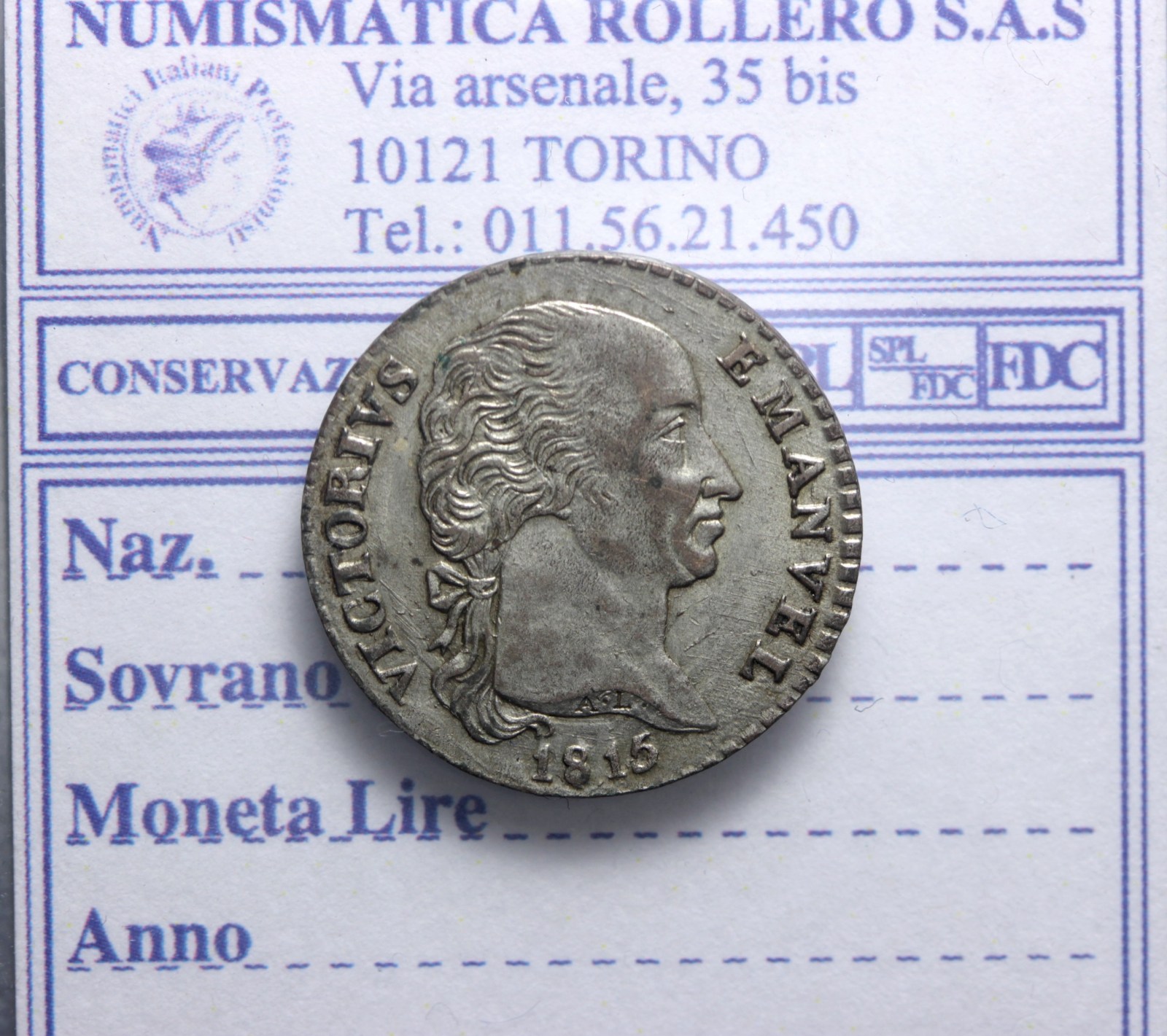 VITTORIO EMANUELE I 2,6 SOLDI 1815 SPL/FDC