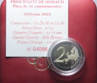 PRINCIPATO DI MONACO ALBERTO II 2 EURO 2022 FDC SCATOLA E GARANZIA