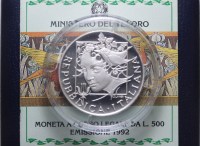 REPUBBLICA ITALIANA 500 LIRE 1992 FLORA E FAUNA PROOF SCATOLA E CERTIFICATO