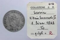 VITTORIO EMANEUELE II 1 LIRA TORINO STEMMA BUON BB 