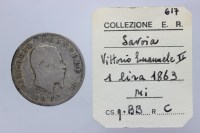 VITTORIO EMANUELE II 1 LIRA 1863 MILANO VALORE MB/Q.BB