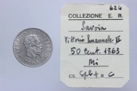 VITTORIO EMANUELE II 50 CENTESIMI 1863 MILANO VALORE SPL+/Q.SPL