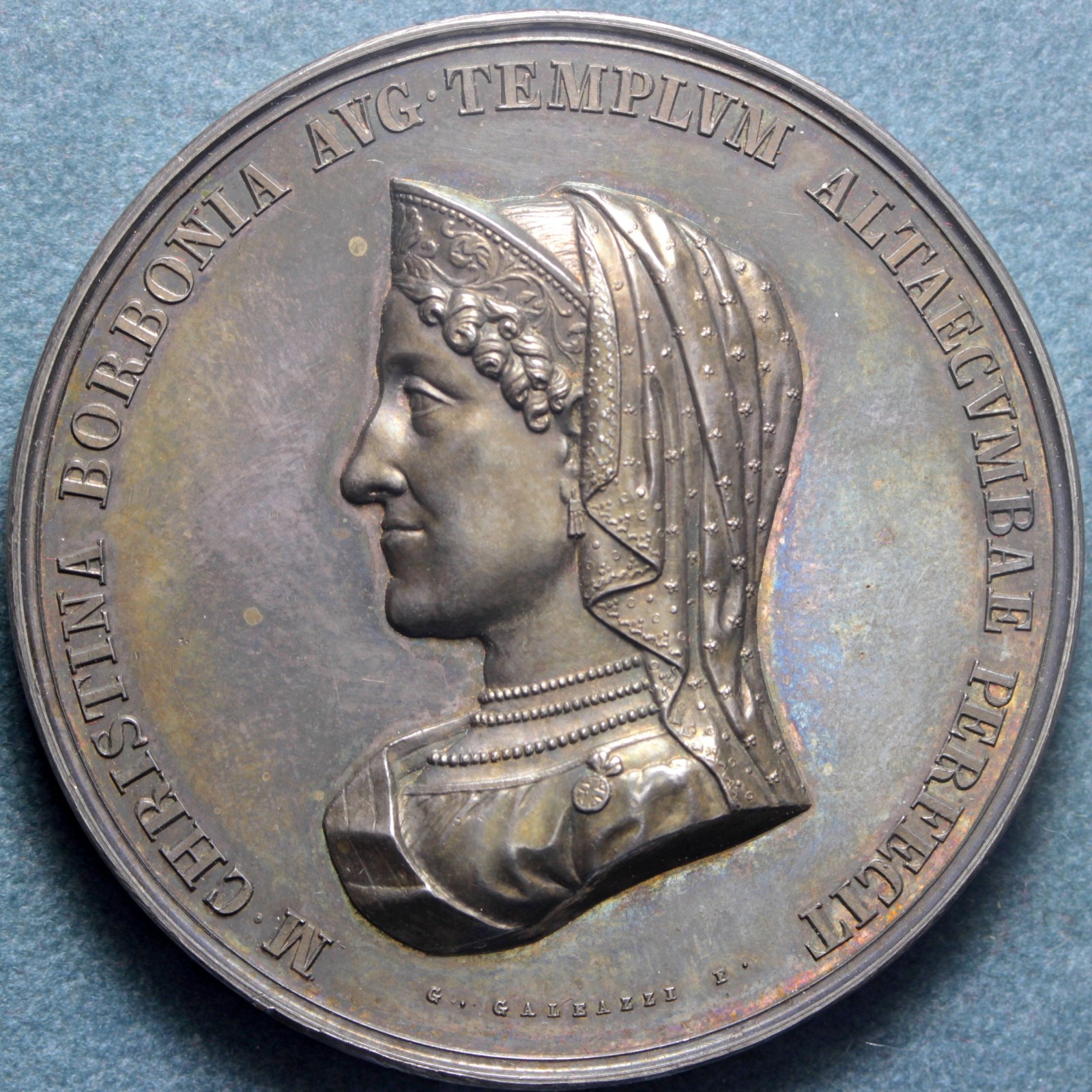MARIA CRISTINA DI BORBONE 1779-1849 MEDAGLIA IN AG 1841 SEPOLTURA DI CARLO FELICE PRESSO L'ABBAZIA DI ALTACOMBA Q.FDC