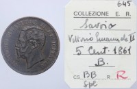 VITTORIO EMANUELE II 5 CENTESIMI 1861 BOLOGNA BB/Q.SPL R2 MOLTO RARA