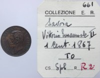 VITTORIO EMANUELE II 1 CENTESIMO 1867 TORINO SPL R2 MOLTO RARO EX NUMISMATICA MARIO RATTO