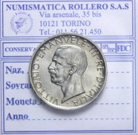 VITTORIO EMANUELE III 5 LIRE 1929 (2 ROSETTE) FDC