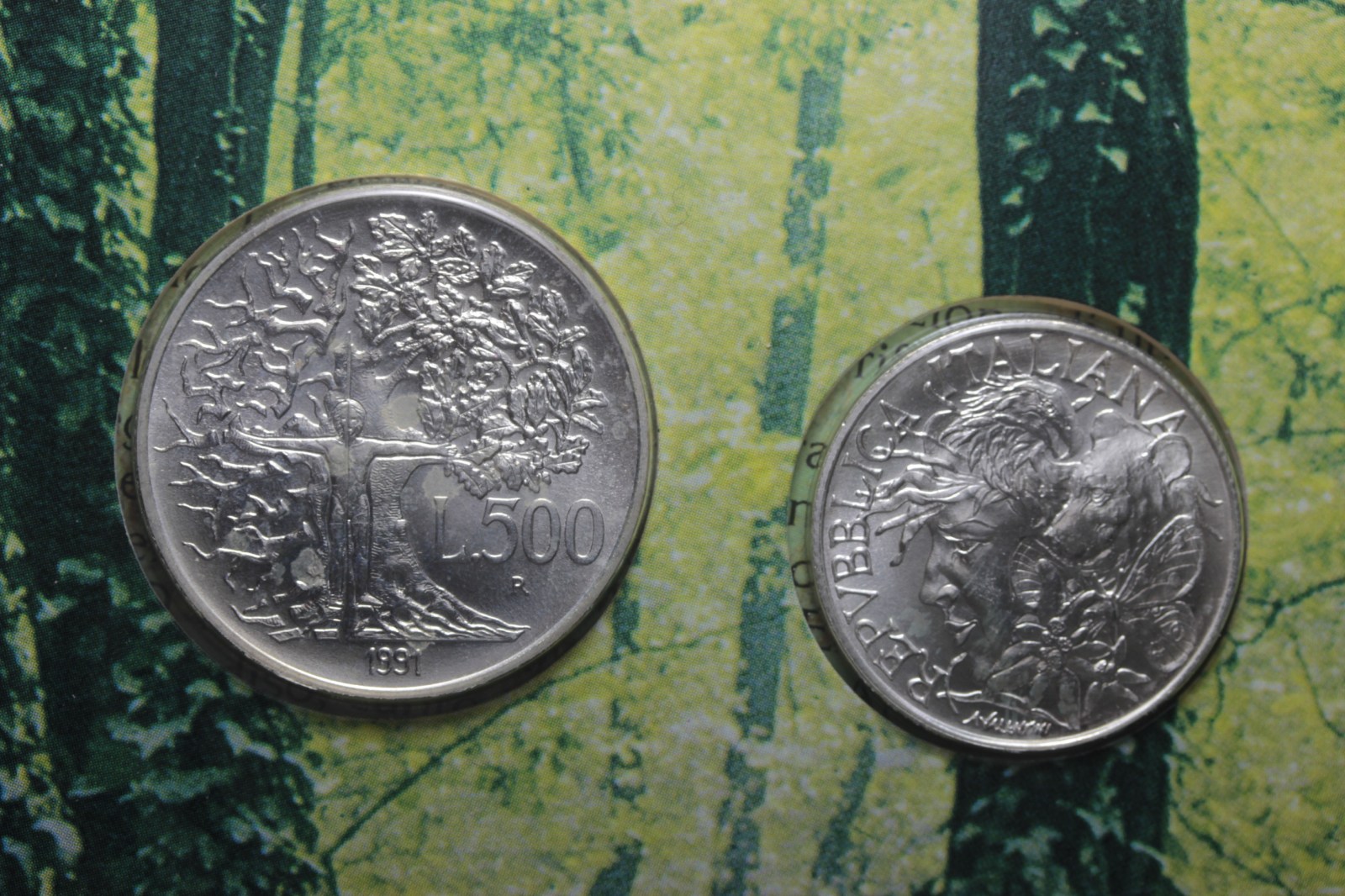 DITTICO 200+500 LIRE 1991 FLORA E FAUNA D'ITALIA I° EMISSIONE FDC