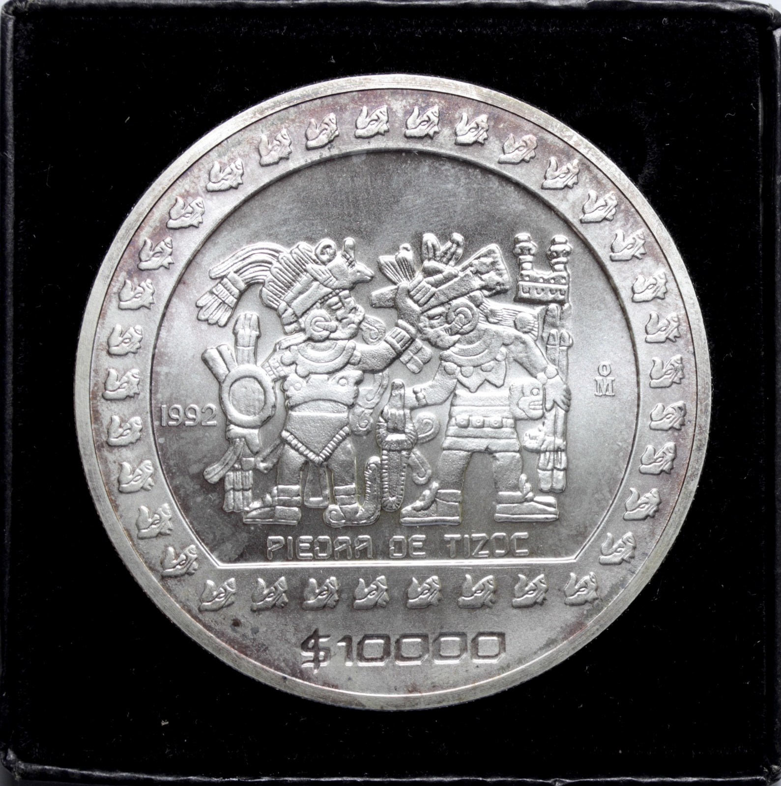MESSICO 10000 PESOS 5 ONCE 1992 SERIE AZTECA FDC