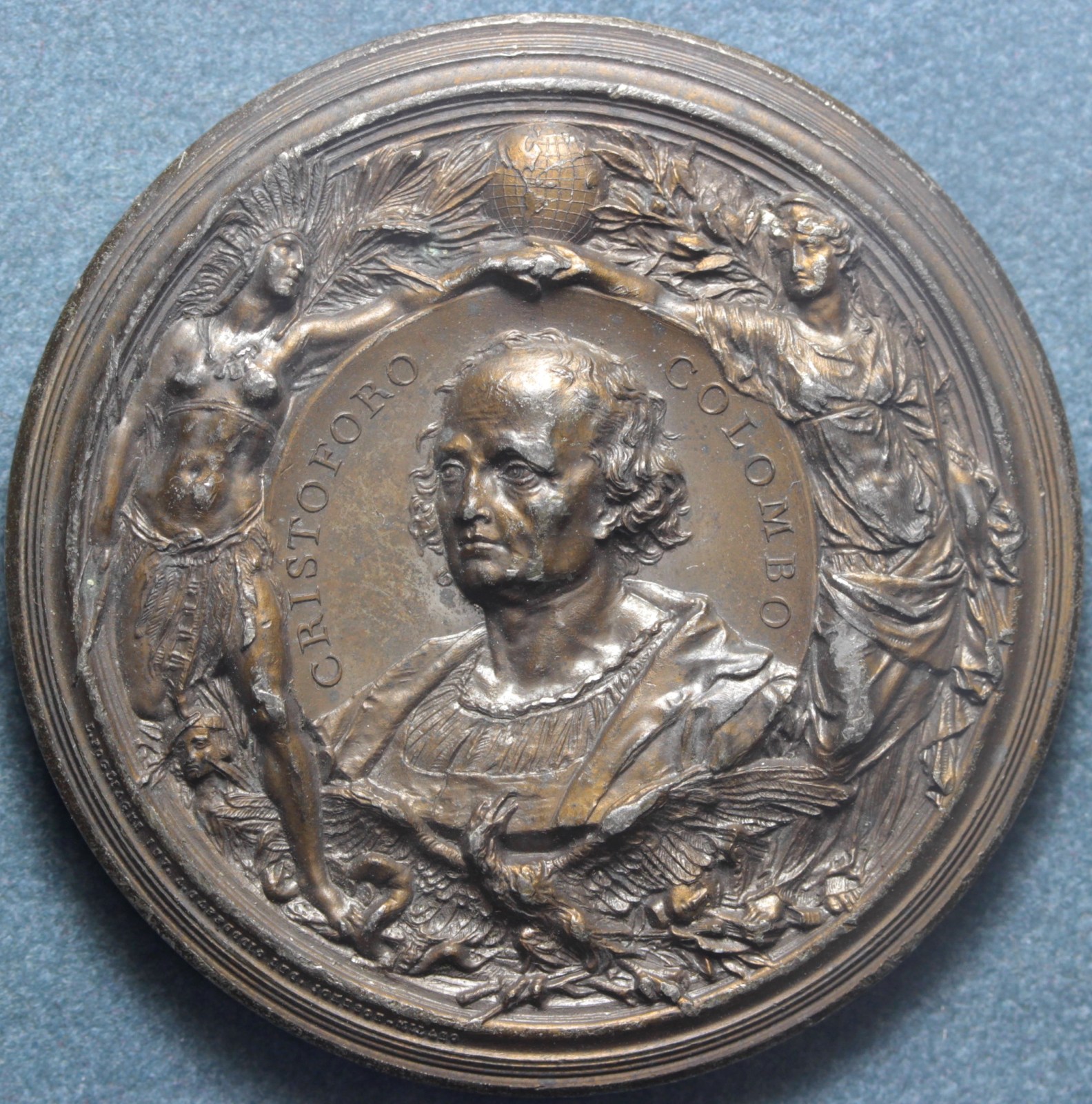 MEDAGLIA CRISTOFORO COLOMBO (1451-1506) IV° CENTENARIO SCOPERTA DELL'AMERICA 1892 SPL+