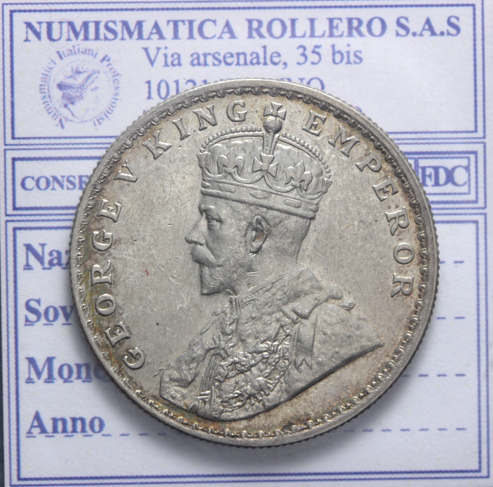 INDIA BRITANNICA GIORGIO V RUPIA 1916 BOMBAY SPL+