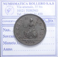 INGHILTERRA GIORGIO II 1727-1760 FARTHING 1754 SPL+