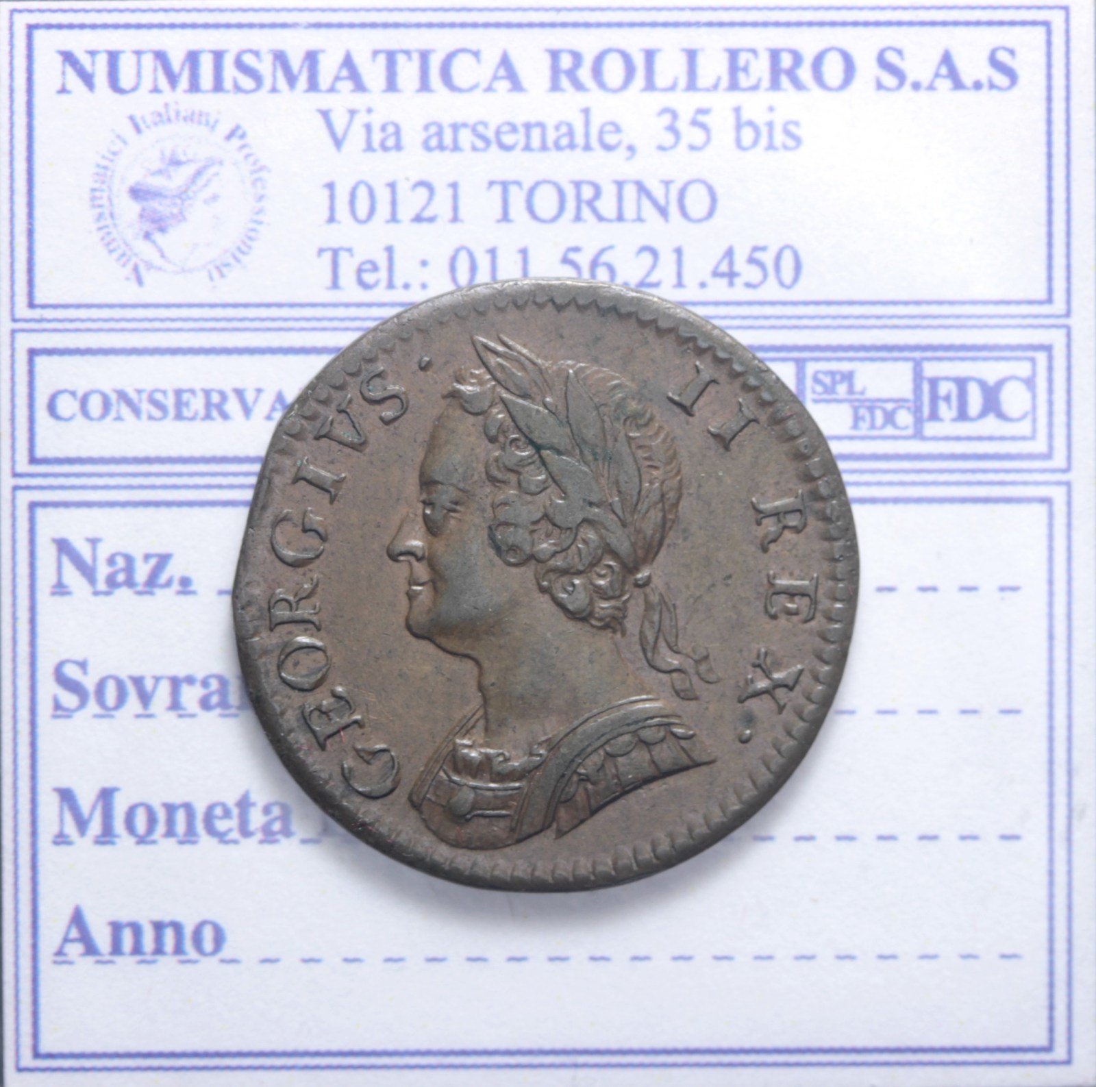 INGHILTERRA GIORGIO II 1727-1760 FARTHING 1754 SPL/Q.SPL