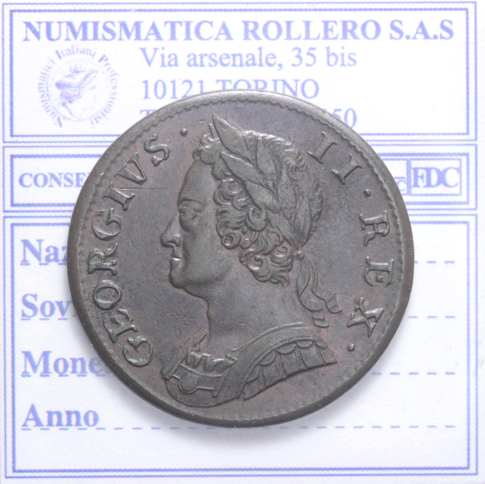 INGHILTERRA GIORGIO II 1727-1760 HALF PENNY 1752 SPL+