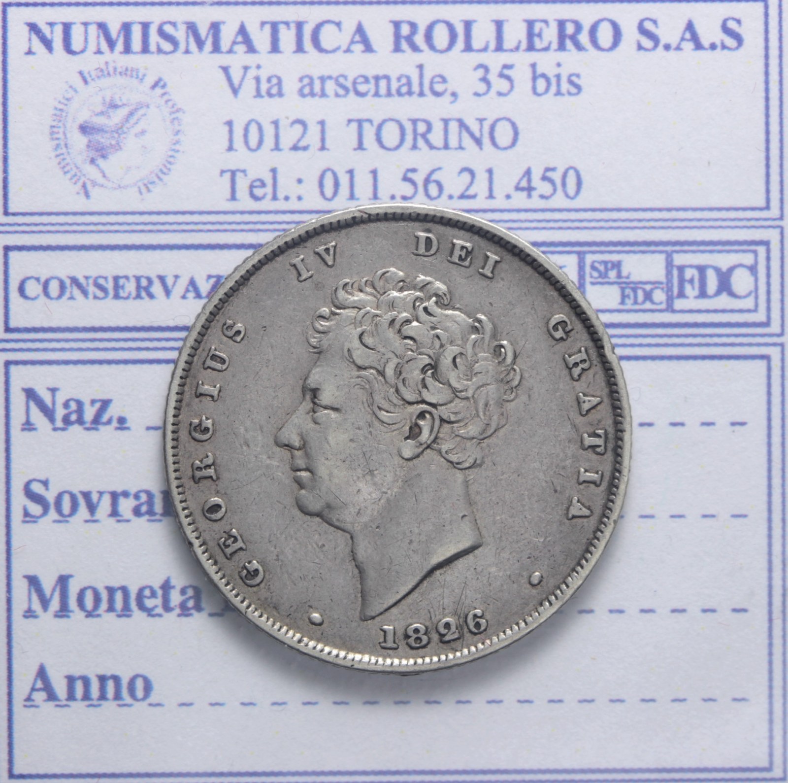 INGHILTERRA GIORGIO IV 1820-1830 SHILLING 1826 BB