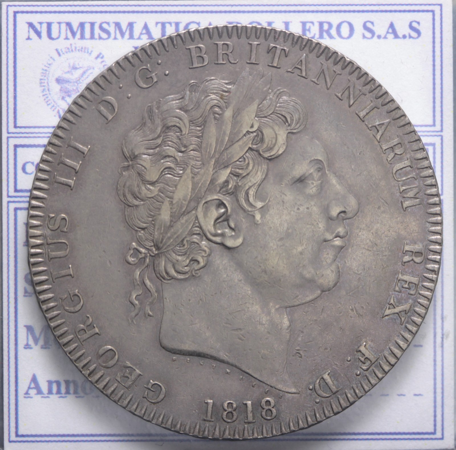 INGHILTERRA GIORGIO III 1760-1820 CROWN CORONA 1818 LVIII BEL BB+