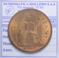 INGHILTERRA ELISABETTA II 1952-2022 PENNY 1962 FDC