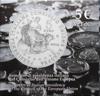 ITALIA 5 EURO COMMEMORATIVO 2014 FDC SCATOLA E GARANZIA