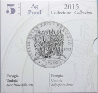 ITALIA 5 EURO COMMEMORATIVO 2015 PROOF PERUGIA UMBRIA SCATOLA E GARANZIA