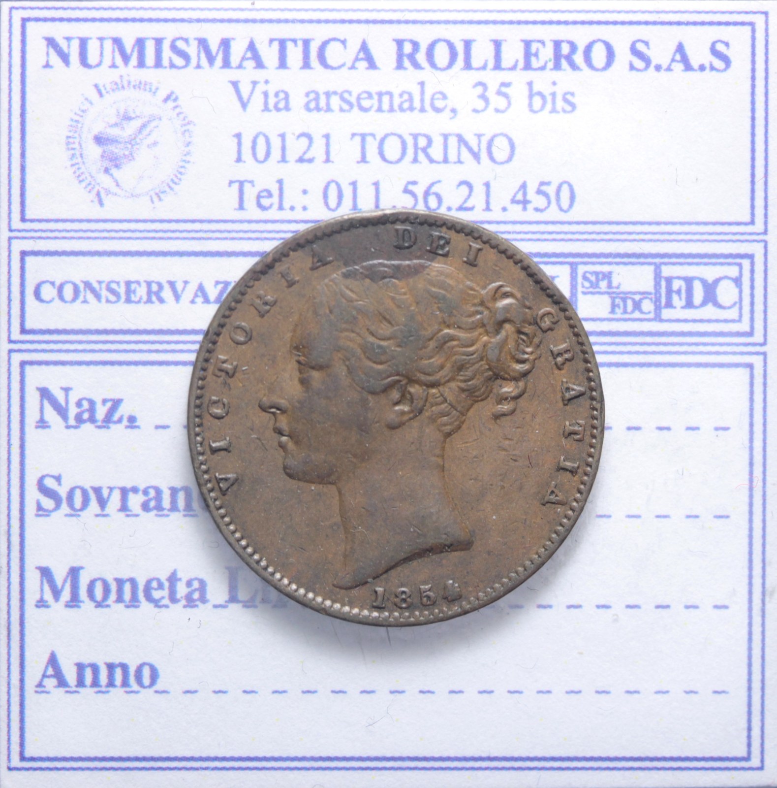 INGHILTERRA REGINA VITTORIA 1837-1901 FARTHING 1854 BB+ 