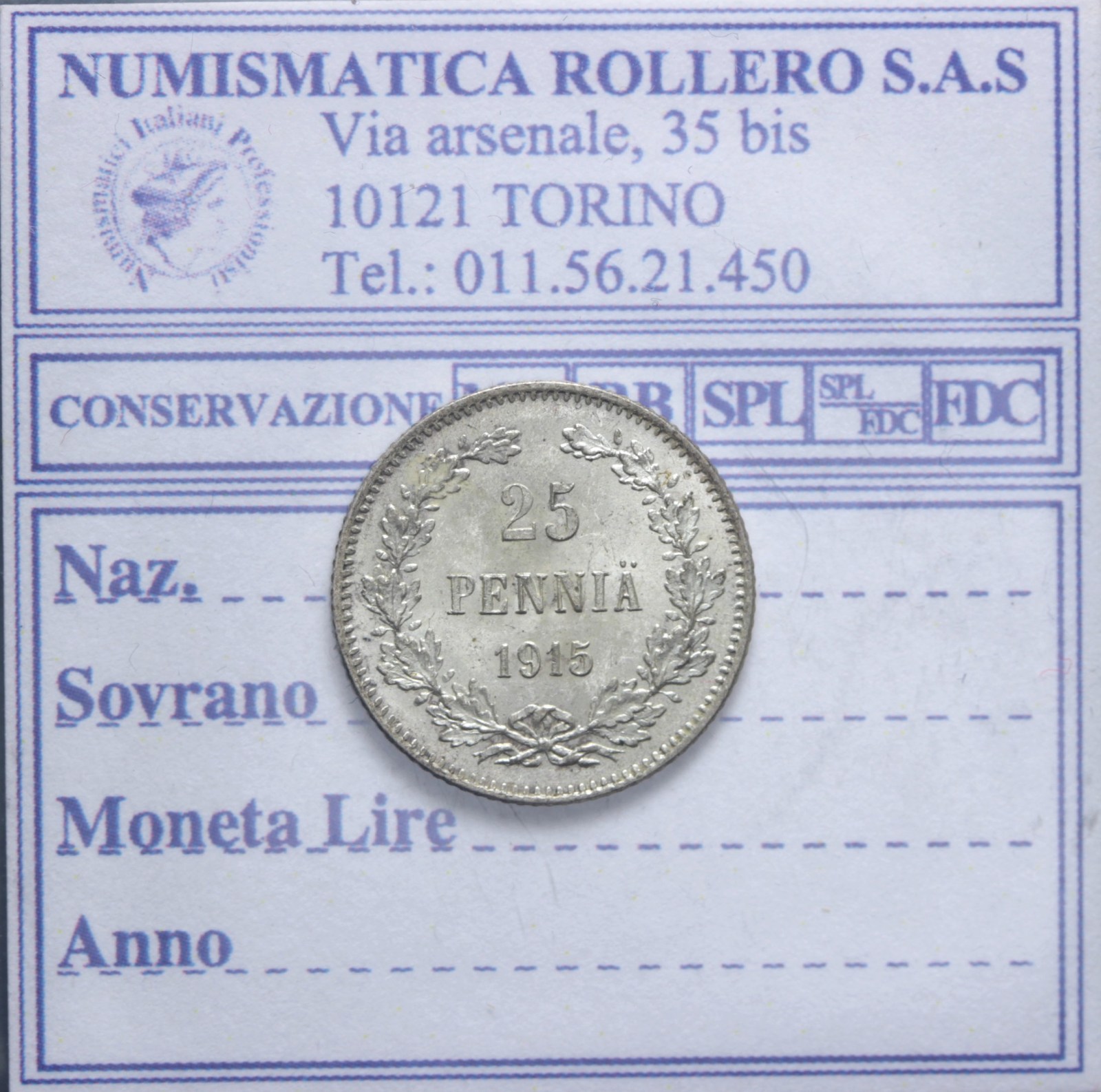 FINLANDIA NICOLA II 1894-1917 25 PENNIA 1915 FDC