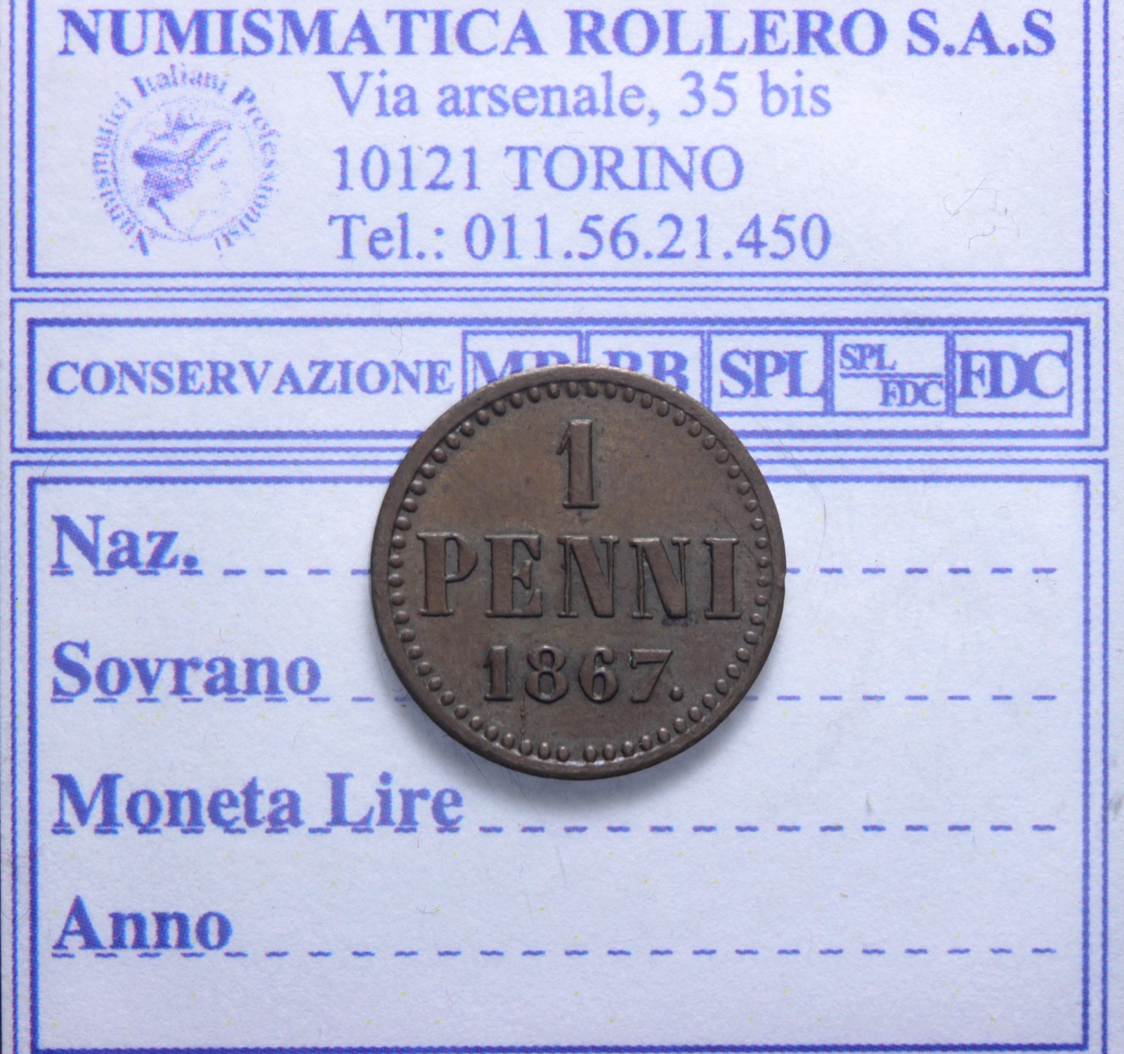 FINLANDIA ALESSANDRO II 1855-1881 1 PENNI 1867 SPL+
