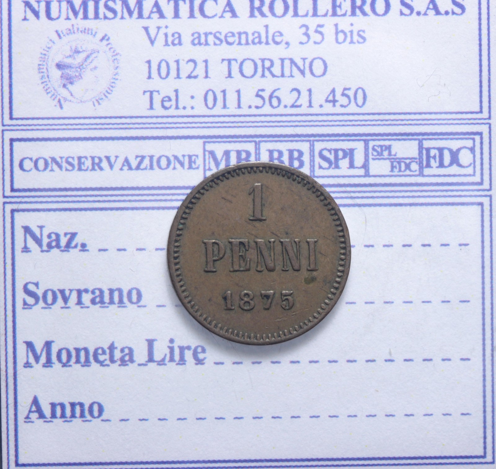FINLANDIA ALESSANDRO II 1855-1881 1 PENNI 1875 SPL