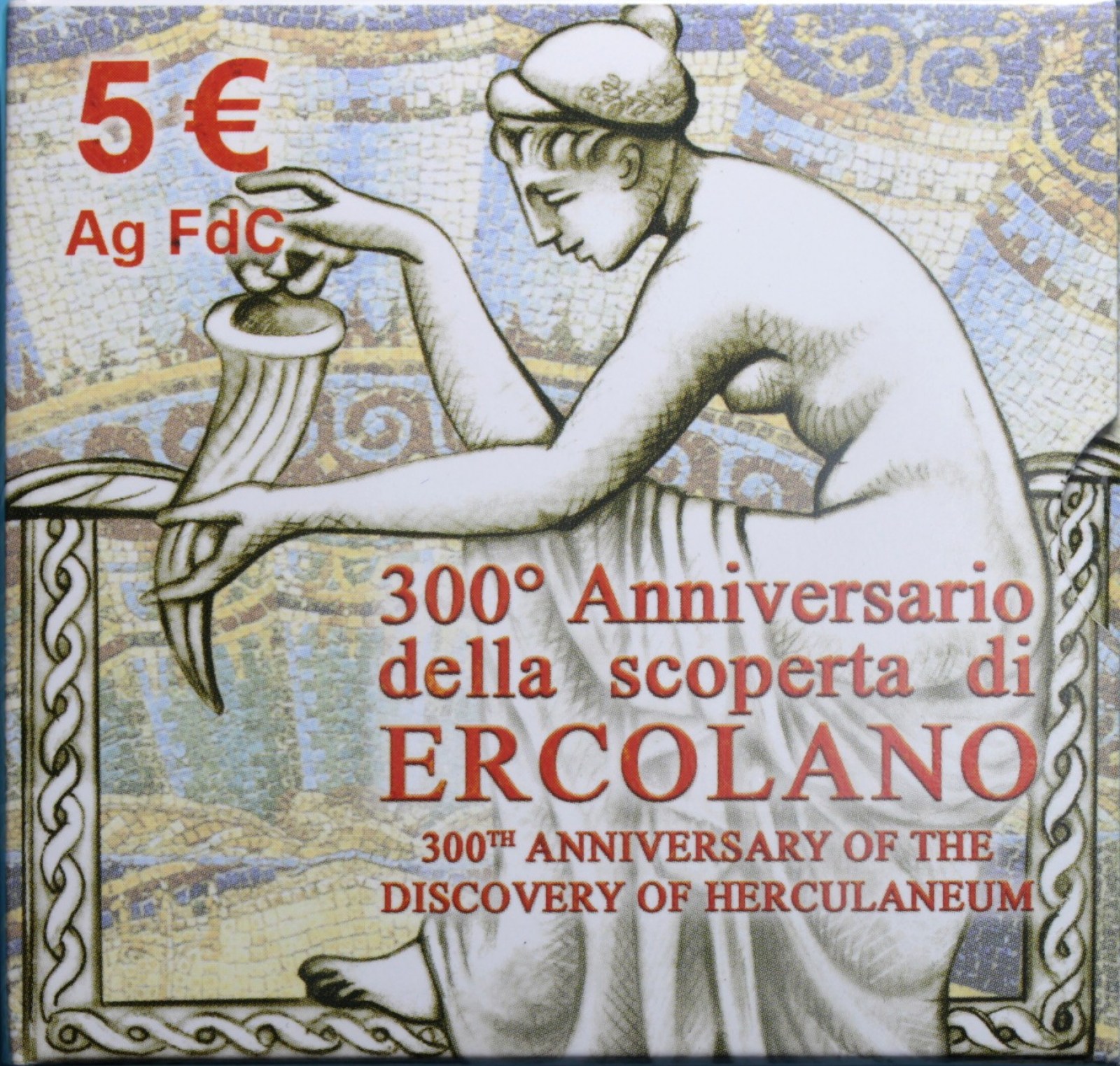 ITALIA 5 EURO COMMEMORATIVO 2009 ERCOLANO FDC SCATOLA E GARANZIA