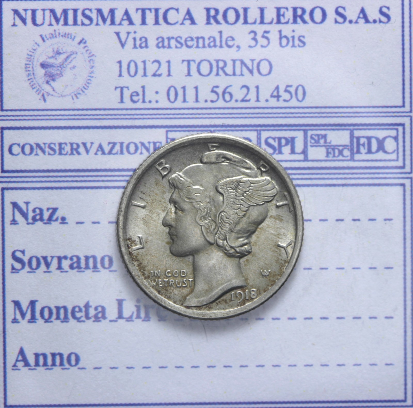 USA MERCURY DIME 1918 PHILADELPHIA Q.FDC