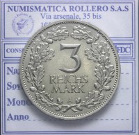 GERMANIA REP.DI WEIMAR 1919-1933 3 REICHSMARK 1925 BERLINO SPL