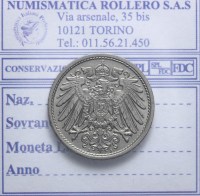 GERMANIA GUGLIELMO II 1888-1918 10 PFENNIG 1914 BERLINO Q.FDC